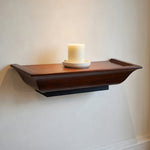 Burnes Dark Wood Wall Display Shelves Set of 2 Brown Candle Holders  Set of 2 VG