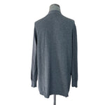 Knit Best Charcoal Grey Cotton Open Front Cardigan Long Blazer Women M VG
