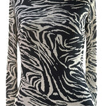Topshop Zebra Print Midi Dress Sz 8 Beige Brown Long Sleeve Sheer Polyester EXC
