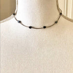 Gemstone Choker Necklace 14" Multi Stone Charm Women's Fashion Jewelry VG