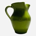 Rare Vintage CALECA Italy Green Ceramic Pitcher 8.5 Farmhouse Glazed Pottery Jug
