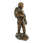 Metal Tone Fighting Soldier Statue 8" Gold Military Trooper Figurine Sculpture