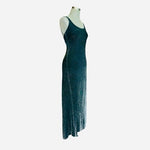 Hampton Nites Vintage Black Sparkle Sleeveless Open Back Maxi Dress Small