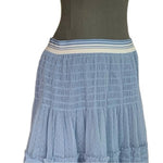 Anthropologie Maeve Blue Tiered Ruffle Tulle Midi Skirt Women’s LP Excellent