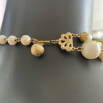 Vintage Artificial Pearl Beads Two Layer Gold Tone Necklace 15.5" Germany