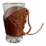 Zakopane Leather Wrapped Shot Glass Poland Souvenir Artisan Drink Bro 2.5" NWOT