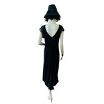 Jones New York Vintage Black Ruffle V-Neck Open Back Maxi Ball Gown Dress 10