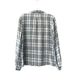 Majorelle Black Plaid Ruffle Marina Blouse XS Long Sleeve Sheer Revolve Top