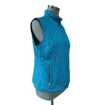 CHICO'S Womens Puffer Vest 2/L Teal Blue Sleeveless Zip Front Quilted Jacket VG