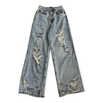 BDG Urban Outfitters Skater Baggy Jeans 28 Blue Distressed Wide Leg 100% Cotton