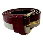 Ted Baker Women's Belt Size 1 White Burgundy Color Block Vegan Leather NWOT