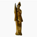 Rare Vintage Geisha Bronze Statue 10" Awa Odori Dancer Japanese Gold Figurine VG