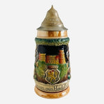 King German Beer Stein Gruss Aus Heidelberg Ceramic Metal Lid .8L Hand Painted
