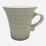 Pair 2 WCL White Ceramic Coffee Mugs 4.5" Retro Ribbed Stripes Vintage Cups