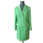 Studio G Lime Green Pencil Skirt Suit Blazer Set Tie Pockets Size 10 NWT