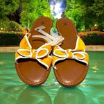 Shade & Shore Yellow White Bow Knot Slip-On Sandals Women’s Size 10