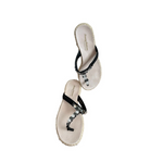 Women's Shoes TOMMY BAHAMA Relaxology Crystals Accent Black Leather Flip Flops