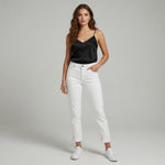 Jennifer Lopez Women's White Cotton Capri Jeans 2L Zip Front Stretch NWT