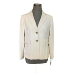 Kasper Women's Cream Textured Stripe Blazer 8P Button Front Petite NWT $153