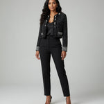 Maria Grazia Severi Italian Designer Cropped Beaded Wool Blazer EUR 42