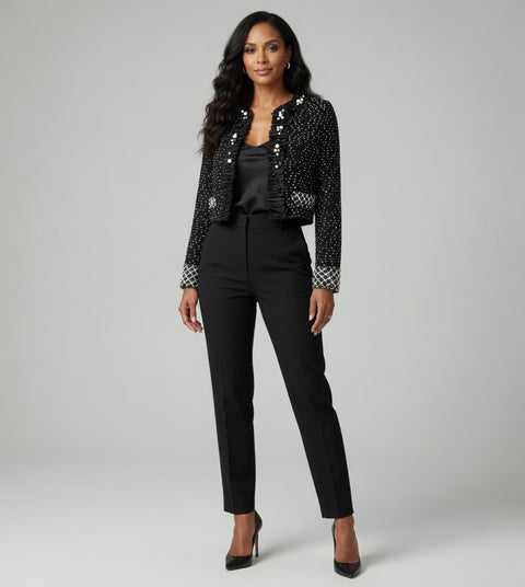 Maria Grazia Severi Italian Designer Cropped Beaded Wool Blazer EUR 42
