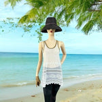 FREE PEOPLE Womens Tank Top S White Lace Sheer Boho Sleeveless Blouse Hippie G+