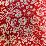 Tropical Floral Fringe Sarong Red Tan Rayon Beach Cover Up Wrap One Size