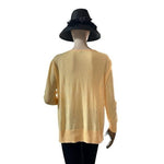 ZARA Women's Yellow V-Neck Knit Sweater Size M Long Sleeve Elastic Hem Pullover
