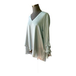 Karen Kane Women's Asymmetrical V-Neck Blouse M Fiji Teal Green Crepe NWT $98