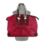Weekend BAG Burgundy Red Velvet Leather Tote Bag Shoulder Bag New Without Tag