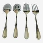 Gourmet Settings Stainless Steel Serving Spoon Fork Set 4 Piece Carving Grabbers