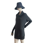 MICHAEL KORS Womens Sweater Dress S Grey Turtleneck Shoulder Zip Logo Designer