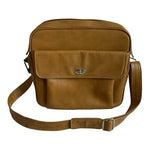 Vintage Samsonite Tan Vinyl Carry-On Messenger Travel Bag Good