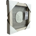 Coastal Sand Dollar Shadow Box Wall Art White Grey Glass Seashell Decor 9x9" New