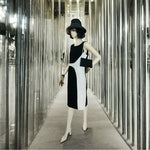 Spence Women's Black White Colorblock Sleeveless Bodycon Midi Dress 14 Stretch
