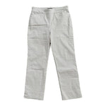 Hilary Radley Womens Pants M White Tan Striped Slim Leg Cropped Stretch Pull On