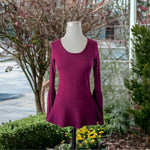 Nanette by Nanette Lepore Plum Merino Wool Bell Sleeve Sweater Top S Fits M VG
