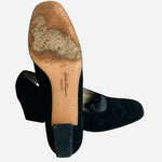 Salvatore Ferragamo Black Suede Leather Pumps Loafers Women’s Heels Size 7 AAA