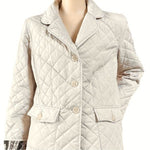 VAN HEUSEN Womens Beige Quilted Puffer Jacket Size M Button Front Lightweight VG