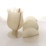 Vintage Onyx Stone Wine Glasses 2x5" Natural Stone Set Collectible NIB
