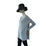 H&M Women's Light Grey Pullover Sweater Size M Crew Neck Drop Shoulder Casual VG