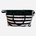 Victoria’s Secret Duffel Bag Black White Pink Stripe Canvas with Makeup Case
