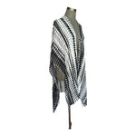 Michael Stars Viscose Ruana Scarf Wrap Black White Alligator Print One Size NWT