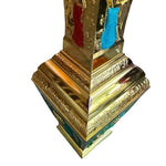Vintage Egyptian Gold Tone Metal Vase 9.5" Embossed Pharaoh Design Collectible