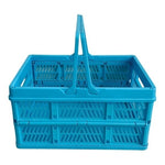 Blue Plastic Foldable Storage Basket 15"x10"x8" Organizer Bin Bathroom Toys G+