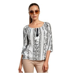 Ann Taylor LOFT Women's Black White Embroidered Sheer Blouse M Tie Neck EXC