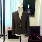 Tahari Arthur S Levine Womens Fitted Blazer 10 Black Textured Lined Work Jacket