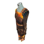 Maria Grazia Severi Brown Multicolor Midi Dress IT 42 US 6 Long Sleeve VG