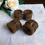 Vintage Set of 4 Copper Handmade Micro Beaded Napkin Rings Moroccan Napkin Rings