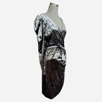 INC International Concepts Silver Velvet Wrap Dress M Puffed Sleeve Lined NWT